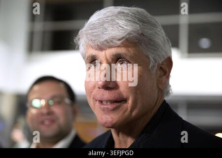 Ancien gouverneur de l'Illinois Rod Blagojevich le 18 février 2020, après avoir été libéré d'une prison du Colorado. Le président Trump a commué la peine de 14 ans de prison de l'ex-gouverneur de l'Illinois. (Photo de Erin Hooley/Chicago Tribune/TNS/Sipa USA) Banque D'Images