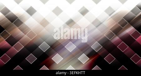 Un fond numérique abstrait avec un motif de grille de losanges répétitif superposé à un flou de mouvement dynamique et multidirectionnel avec t sombre et neutre Banque D'Images