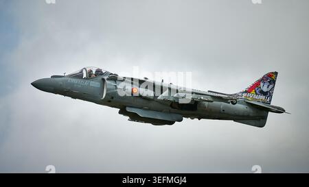 Marine espagnole EAV-8B+ Matador II du 9 Escuadrilla se produisant au Royal International Air Tattoo 2023 Banque D'Images