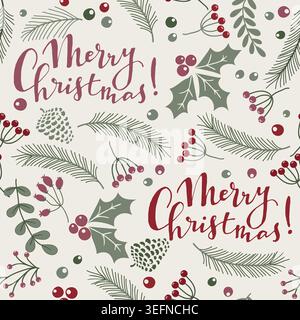 Joyeux Noël, joyeux nouvel an modèle sans couture pour cartes de voeux, papier d'emballage. Motif hiver sans coutures. Illustration vectorielle. Illustration de Vecteur