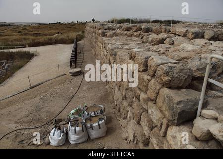 Lachish, 8ème siècle av. J.-C. Palais construit à l'époque du roi de Judée Hezekiah, pour servir le gouverneur de la ville, après 701 av. J.-C., il est devenu la maison du gouverneur assyrien. Banque D'Images