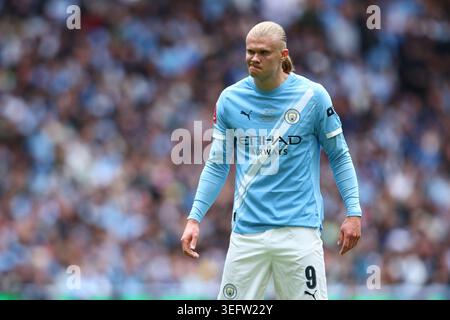 LONDRES, Royaume-Uni - 16 mai 2026 : Erling Haaland de Manchester City lors de la finale de la FA Cup entre Chelsea FC et Manchester City FC au stade de Wembley (crédit : Craig Mercer/ Alamy Live News) Banque D'Images
