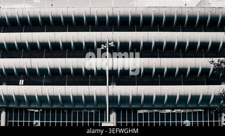 Architecture brutaliste en noir et blanc .Preston bus station, Royaume-Uni Banque D'Images