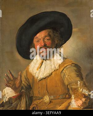 Frans Hals – Un milicien tenant un Berkemeyer (le joyeux buveur), c.1628–1630, portrait de genre baroque néerlandais, soldat buveur, expression vivante, culture de la milice civique de Haarlem | ArchiVerse Banque D'Images