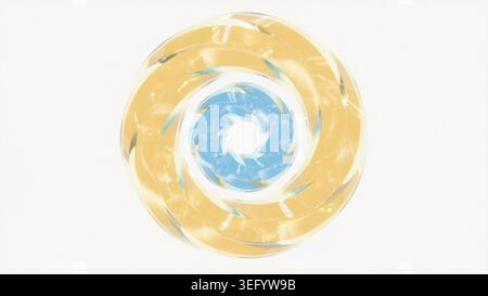 Tore de verre bleu jaune sur rendu blanc bg 3D. Banque D'Images