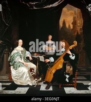Le Sinfonia (Portrait de famille). Michiel van Musscher. 1671. Banque D'Images