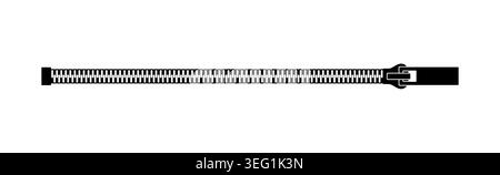 Icône de fermeture éclair. Pinceau zippé. Motif de fixation. Ligne de fermeture éclair simple. Fermeture d'extracteur. Fermoir avec dents. Boucle abstraite noire isolée sur fond blanc Illustration de Vecteur
