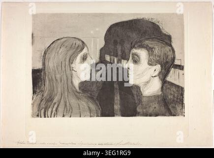 Attraction II d'Edvard Munch, 1895, représentant deux personnages de profil face à face dans un moment intime de connexion Banque D'Images