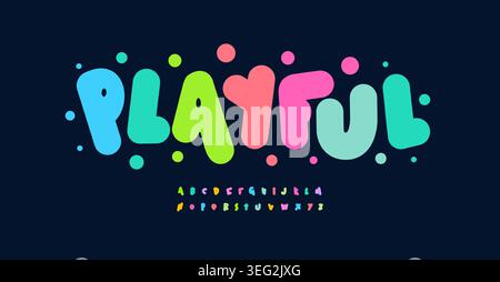 Lettres ludiques colorées de l'alphabet carnaval, police d'enfant amusante pour logo fiesta lumineux, titre mexicain, anniversaire et typographie de carte de voeux. Lourd audacieux Illustration de Vecteur