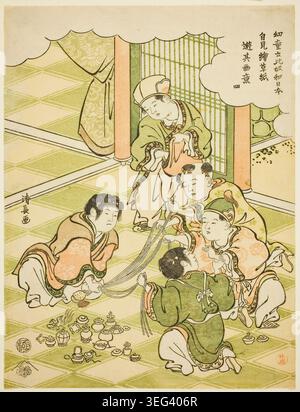 No 4 : les garçons chinois jouant à un jeu de tombola, de la série les enfants disent « C'est le Japon ! » Et imiter les Jeux qu'ils voient dans Picturebooks de Torii Kiyonaga, c. 1791, représentant des enfants dans un cadre intérieur engagés dans un jeu avec des jouets et des objets décoratifs dispersés sur le sol Banque D'Images