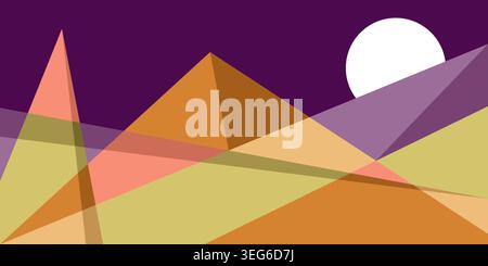 Fond géométrique abstrait de montagne et de lune avec des triangles Illustration de Vecteur
