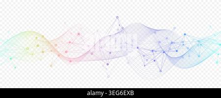 Points de connexion réseau technique abstraits. Contexte numérique et technologie Big Data. Fond bleu avec effet de lignes de plexus. Fond géométrique avec Illustration de Vecteur