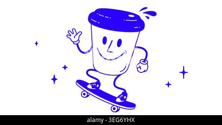 Tasse à café, mascotte drôle de personnage Illustration de Vecteur