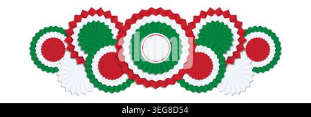 Composition de rosette italienne centrale avec rubans ronds superposés et disposition de style badge. Un emblème patriotique décoratif pour la conception de célébration isolé Illustration de Vecteur
