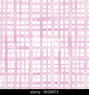 Aquarelle rose Gingham Seamless Pattern : Plaid Plaid damier peint à la main texture de fond damier isolé sur blanc pour la conception de tissu et de textile Banque D'Images