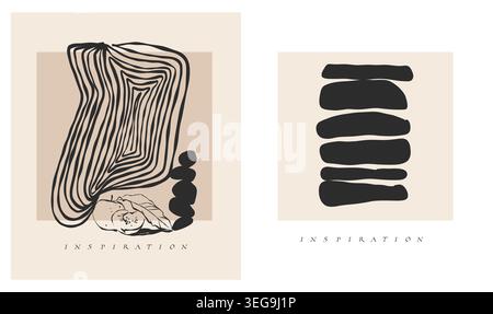 Ensemble de motifs vectoriels dessinés à la main ligne graphique abstraite collection simple et contemporaine avec silhouette féminine formes.mode concept féminine Illustration de Vecteur