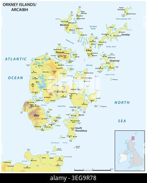 Carte de l'archipel écossais des îles Orcades Banque D'Images