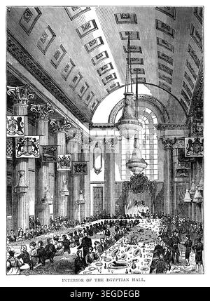Intérieur de la salle égyptienne, Mansion House, Londres Banque D'Images