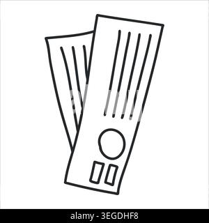 Icône carte d'embarquement et billets d'avion pour la planification des vols et voyages de vacances. Doodle billets dessinés à la main pour divers événements comme des concerts Illustration de Vecteur