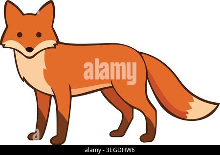 Un renard de dessin animé mignon et charmant illustré dans un style vectoriel propre. La conception comporte un renard orange avec une queue moelleuse, des formes douces, et un amical Illustration de Vecteur