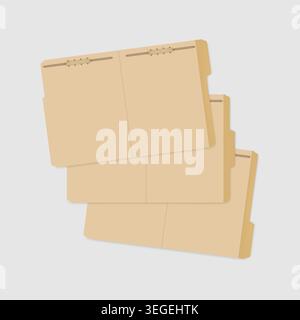 Ensemble de dossiers manille à onglets variés avec attache pour garder les documents papier, modèle vectoriel. Format lettre Illustration de Vecteur