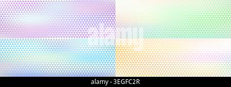 Motif hologramme dégradé texture bg. Carte de pixels de triangle vectoriel avec effet de paillettes de diamant rose. Cristal pastel sans couture en holographe bleu, foi métallique Illustration de Vecteur