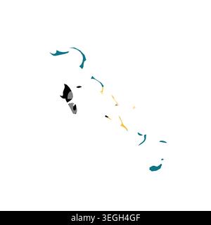 Les Bahamas - silhouette de la carte du pays remplie de drapeau national. Illustration vectorielle plate simple. Illustration de Vecteur