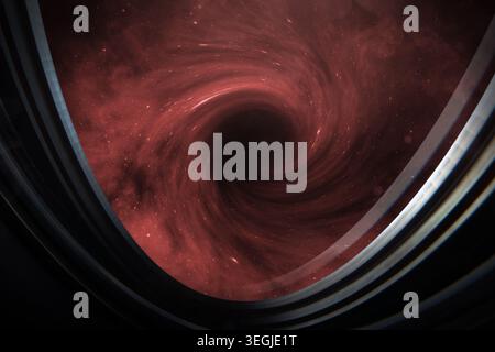 Le trou noir dévore les étoiles, la galaxie et la nébuleuse. Trou noir, nébuleuse et galaxie dans l'espace profond. Trou de ver. Contient des éléments d'image NASA. Banque D'Images
