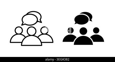 Logo de l'icône de communication. Esquissez les icônes de style avec des versions plates Illustration de Vecteur