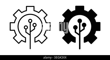 Logo de l'icône d'équipement de technologie numérique. Esquissez les icônes de style avec des versions plates Illustration de Vecteur