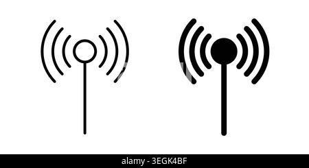 Logo de l'icône d'antenne. Esquissez les icônes de style avec des versions plates Illustration de Vecteur