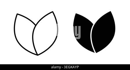 Logo vegan Icon. Esquissez les icônes de style avec des versions plates Illustration de Vecteur