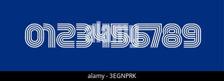 Stripe Numeric Stripe police logo Alphabet digits typographie moderne. Design typographique géométrique pour affiche automobile rétro, vêtements d'équipe de football Illustration de Vecteur