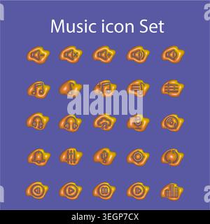 Collection de musique 3D et icônes audio sur fond bleu Illustration de Vecteur