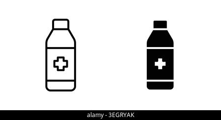 Modèle de vecteur d'icône de bouteille de médecine de sirop défini en noir Illustration de Vecteur