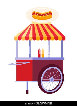 Hot Dog Stand - illustration de conception plate colorée Illustration de Vecteur
