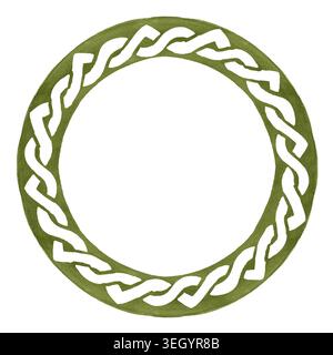 Ornement radial Viking scandinave. Ancien design décoratif dans le style celtique, scandinave, noeud-travail. Illustration originale d'aquarelle peinte à la main Banque D'Images