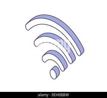 Panneau Wi-Fi. Image dessin au trait 3D. Illustration vectorielle pour les icônes de réseau sans fil, les symboles de connexion Internet, les interfaces techniques. Illustration de Vecteur