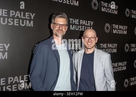 New York, États-Unis. 21 mai 2026. Chad Walker et Dave Lamattina assistent au lancement de la Coupe du monde de la FIFA avec FOX Sports au PaleyLive au Paley Museum le 21 mai 2026 à New York. Crédit : SOPA images Limited/Alamy Live News Banque D'Images