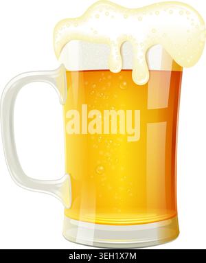 Verre de bière avec mousse, vecteur isolé sur fond blanc Illustration de Vecteur