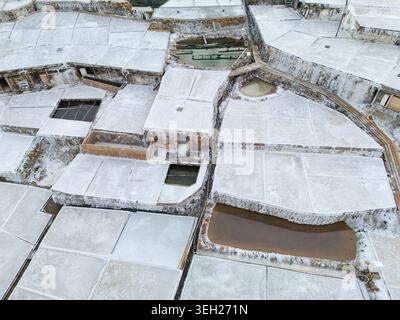 Vue aérienne de Salinas de Añana, Espagne Banque D'Images