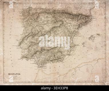 Carte de l'Hispanie romaine (Atlas du XIXe siècle) Banque D'Images