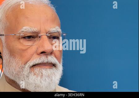 Le premier ministre indien Narendra Modi et le premier ministre italien Giorgia Meloni partent à la fin d'une conférence de presse à la Villa Doria Pamphili à Rome le 20 mai 2026. Banque D'Images