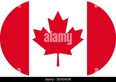 Drapeau du Canada symbolisant la fierté nationale, l'identité, le patrimoine, le patriotisme et l'autorité. Drapeau de vecteur dans la conception ovale plate Illustration de Vecteur