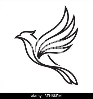 Flying Dove Bird Line Art symbole de la paix, de la liberté et de l'espoir Illustration de Vecteur