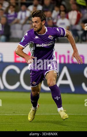 Firenze, Italie. 22 mai 2026. Daniele Rugani de Fiorentina en action lors du match de football Serie A entre Fiorentina et Atalanta au stade Artemio franchi de Florence, au centre de l'Italie - vendredi 22 mai 2026. Sport - Soccer (photo de Marco Bucco/la presse) crédit : LaPresse/Alamy Live News Banque D'Images