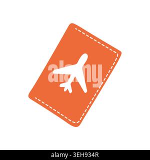 Document de passeport avec signe d'avion en couverture orange isolé sur vecteur blanc Illustration de Vecteur