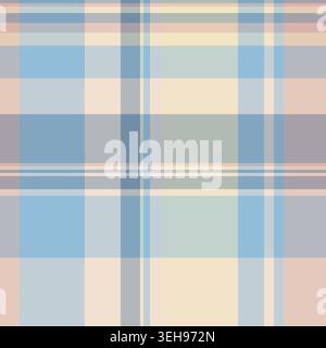Tartan de fond textile de service, tissu sans couture de vecteur de festival. Motif intérieur à carreaux texturés en palette de couleurs claires et cyan. Illustration de Vecteur
