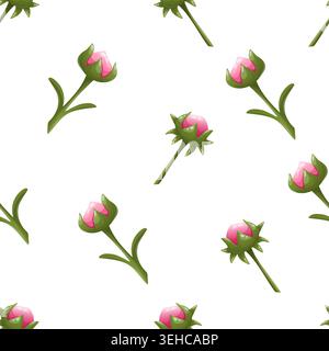 Motif sans couture avec bourgeons pivoines Illustration de Vecteur