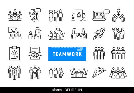 Le travail d'équipe Icons Set Illustration de Vecteur